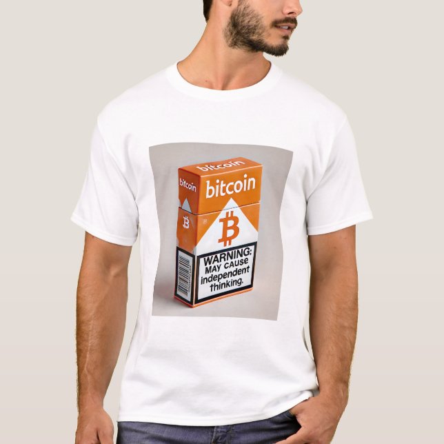 Bitcoin BTC Crypto Funny Cigarette Paket T-Shirt (Vorderseite)
