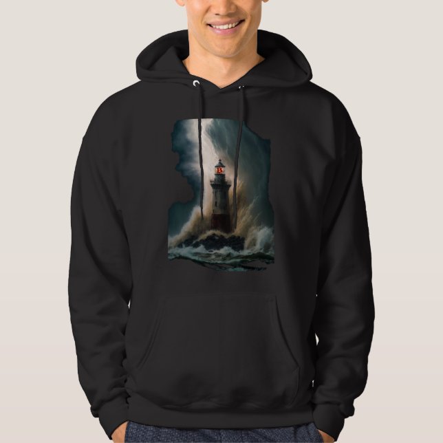 Bitcoin BTC Lighthouse Nautical Hard Money Ocean L Hoodie (Vorderseite)