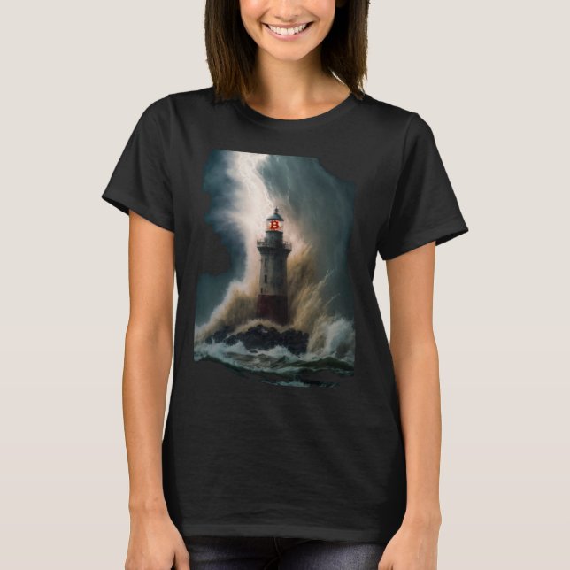 Bitcoin BTC Lighthouse Nautical Hard Money Ocean L T-Shirt (Vorderseite)