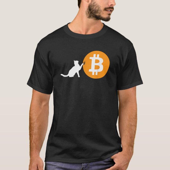 Bitcoin Cat Blockchain Digitale Münze T-Shirt (Vorderseite)