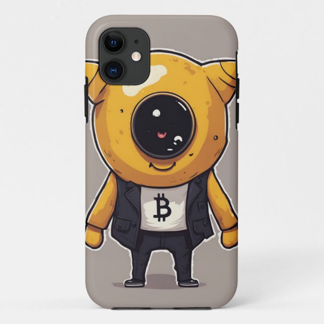 Bitcoin Character iPhone 11 Case - Whimsical und E (Rückseite)
