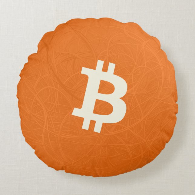 Bitcoin Classic Orange (Neuron) Rundes Kissen (Vorderseite)
