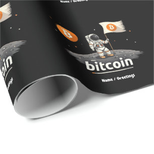 Bitcoin Crypto Moon Astronaut Design BTC Geschenkpapier