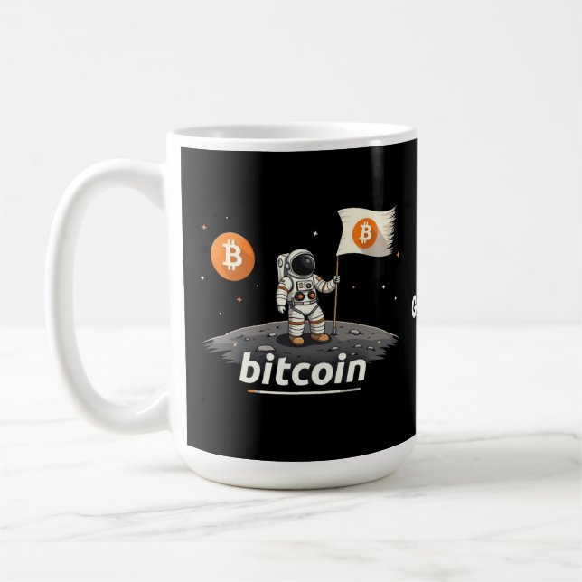 Bitcoin Crypto Moon Astronaut Design BTC Kaffeetasse (Links)