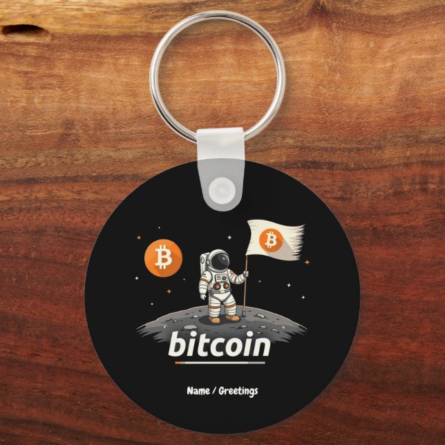 Bitcoin Crypto Moon Astronaut Design BTC Schlüsselanhänger (Vorderseite)