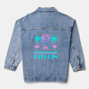 Bitcoin Crypto Retro 80er Flamingo Jeansjacke