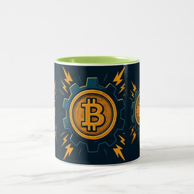 Bitcoin Cup - Modernes Geschenk für Kryptoenthusia Zweifarbige Tasse (Mittel)