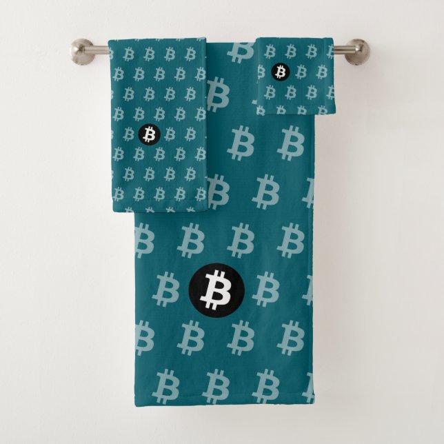 Bitcoin Dark Teal (Style 2) Badhandtuch Set (Insitu)