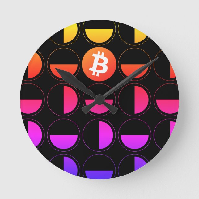 Bitcoin Designer Runde Wanduhr (Vorderseite)