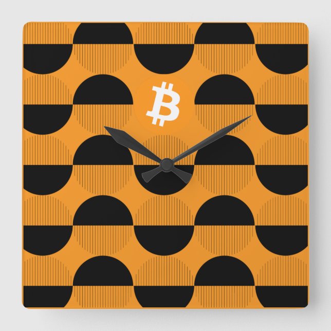 Bitcoin Designer Watch Quadratische Wanduhr (Vorderseite)