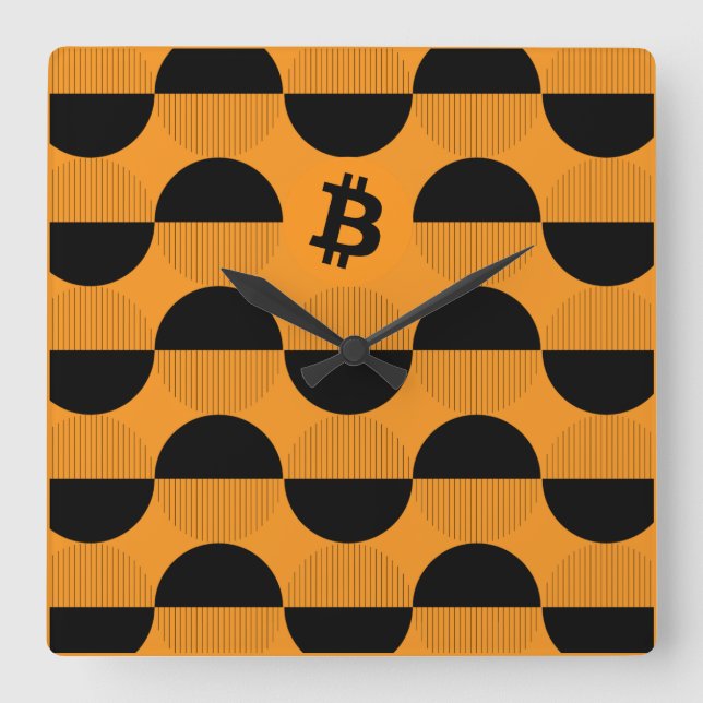 Bitcoin Designer Watch Quadratische Wanduhr (Vorderseite)