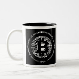 Bitcoin Detail in B&W Zweifarbige Tasse