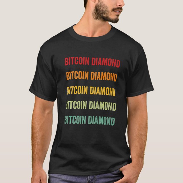 Bitcoin Diamond Crypto Rainbow Text T-Shirt (Vorderseite)
