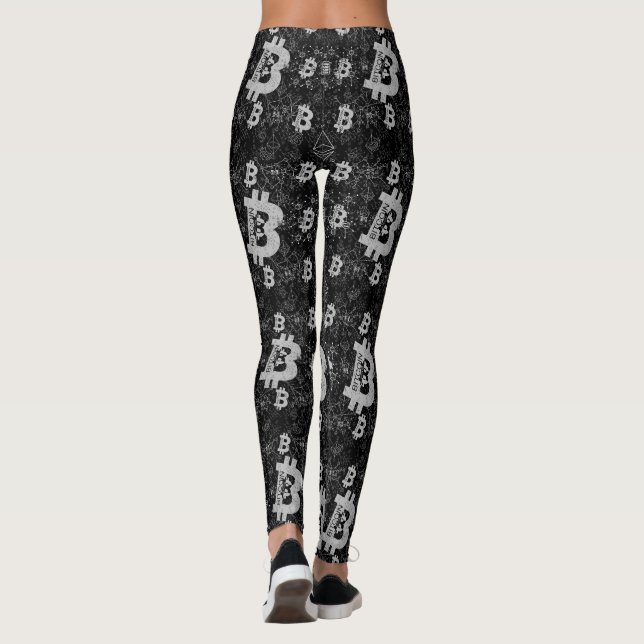 Bitcoin Digital Kryptowährungsgeld schwarz Leggings (Rückseite)