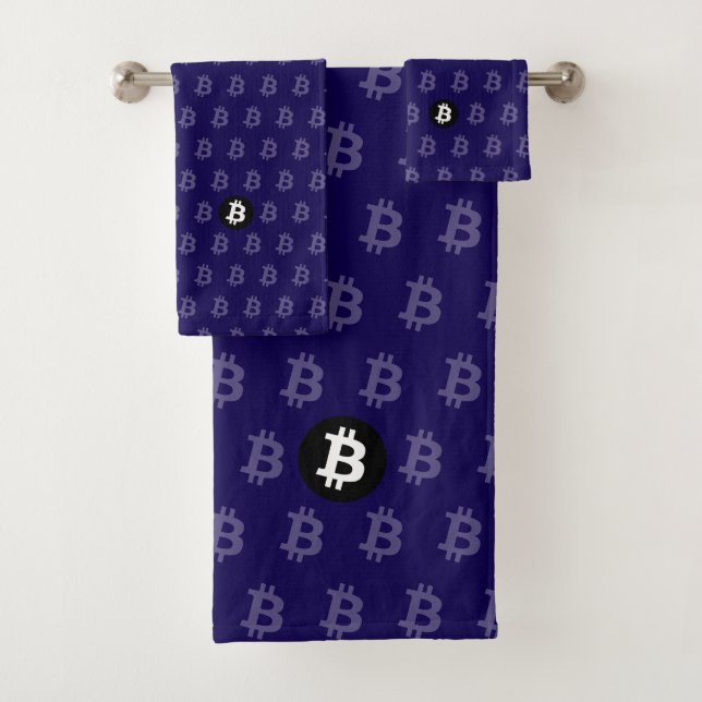 Bitcoin Dunkelblau Badhandtuch Set (Insitu)