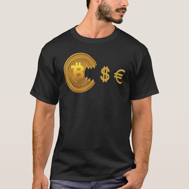 Bitcoin Eats Dollar Kryptowährung Bitcoin T-Shirt (Vorderseite)
