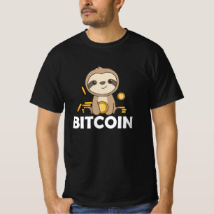 Bitcoin Faultier Coins halten digitale Währung T-Shirt
