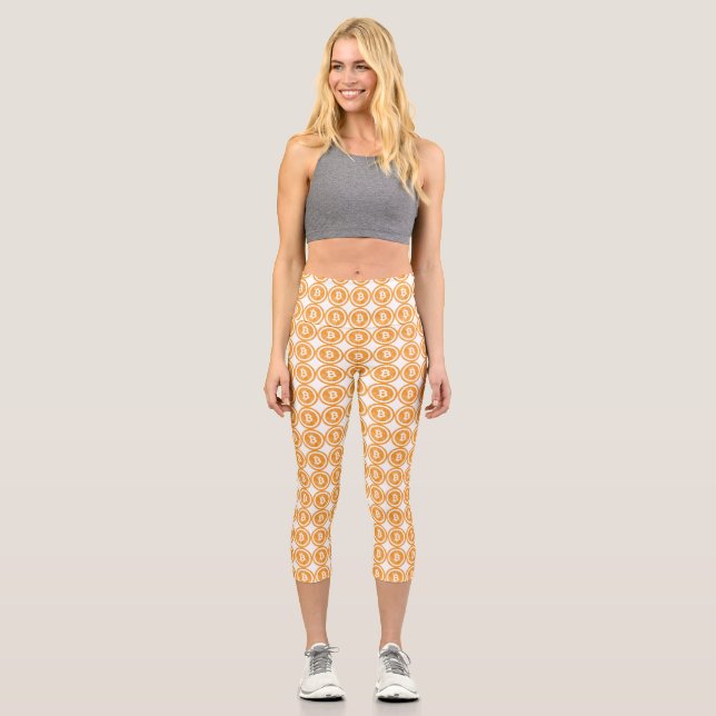 Bitcoin-gekürztes Coin-Logo Capri Leggings (Vorderseite)