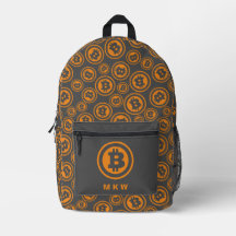 Bitcoin Gemustert Orange und Grau Personalisiert