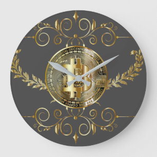 Bitcoin Gold Coin Brown Große Wanduhr