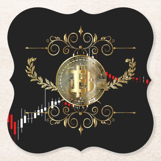 Bitcoin Gold Counter Crypto Black Red Untersetzer (Vorderseite)