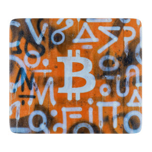 "Bitcoin Graffiti" (Stil #1) Street Art Schneidebrett