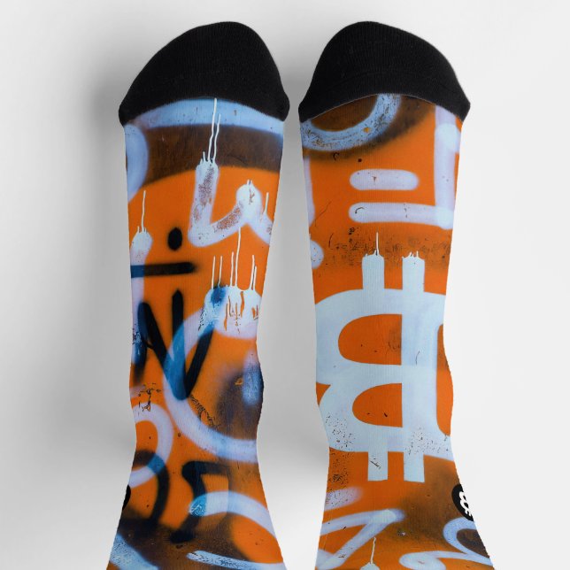 "Bitcoin Graffiti" (Stil #1) Street Art Socken (Oben)