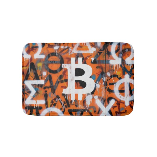 "Bitcoin Graffiti" (Stil #2) Street Art Badematte (Vorderseite)