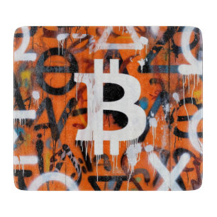 "Bitcoin Graffiti" (Stil #2) Street Art Schneidebrett
