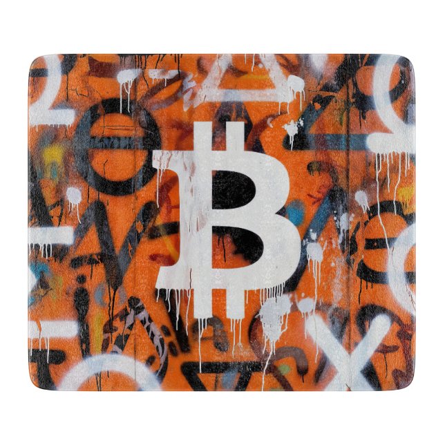 "Bitcoin Graffiti" (Stil #2) Street Art Schneidebrett (Vorderseite)