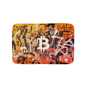 "Bitcoin Graffiti" (Stil #3) Street Art Badematte