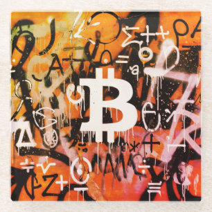 "Bitcoin Graffiti" (Stil #3) Street Art Glasuntersetzer