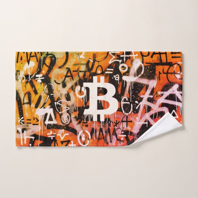 "Bitcoin Graffiti" (Stil #3) Street Art Handtuch (Handtuch)