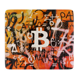 "Bitcoin Graffiti" (Stil #3) Street Art Schneidebrett