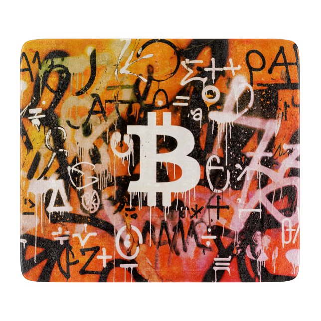 "Bitcoin Graffiti" (Stil #3) Street Art Schneidebrett (Vorderseite)