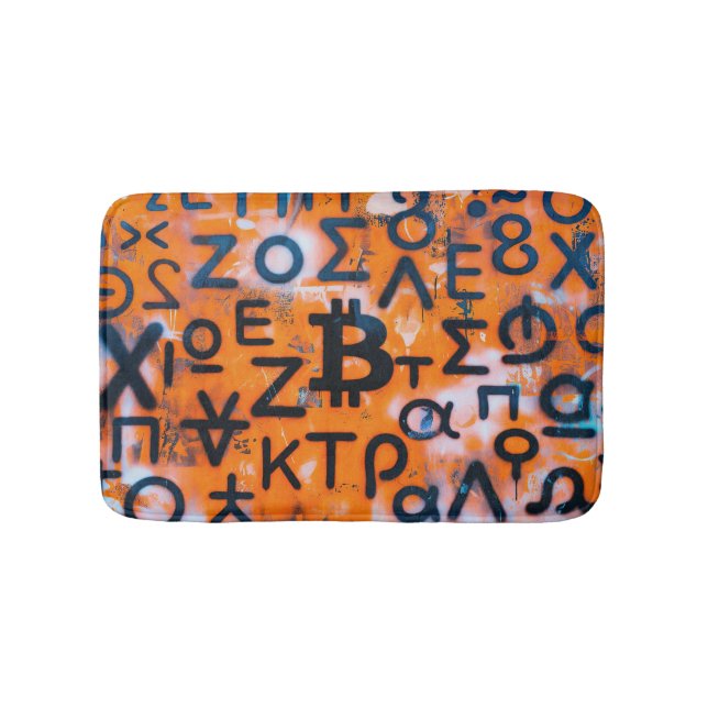 "Bitcoin Graffiti" (Stil #5) Street Art Badematte (Vorderseite)