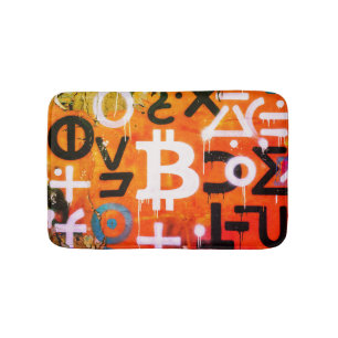 "Bitcoin Graffiti" (Stil #6) Street Art Badematte