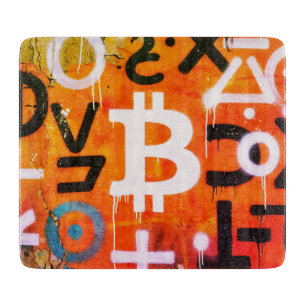 "Bitcoin Graffiti" (Stil #6) Street Art Schneidebrett