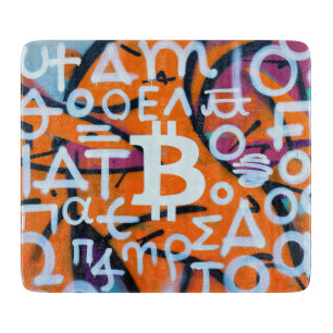 "Bitcoin Graffiti" (Stil #8) Street Art Schneidebrett