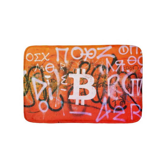 "Bitcoin Graffiti" (Stil #9) Street Art Badematte (Vorderseite)