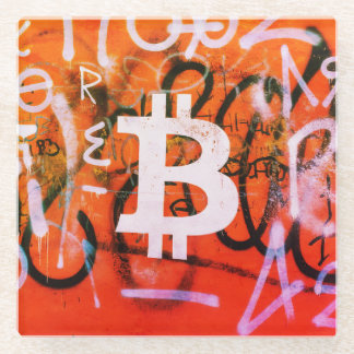 "Bitcoin Graffiti" (Stil #9) Street Art Glasuntersetzer