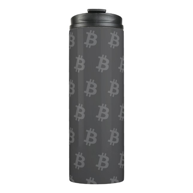 Bitcoin Grau Thermosbecher (Vorderseite)