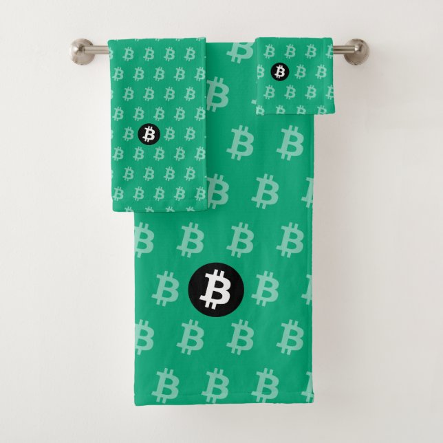 Bitcoin Green-Blue (Style 2) Badhandtuch Set (Insitu)