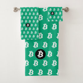 Bitcoin Grün-Blau Badhandtuch Set