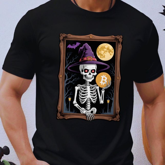 Bitcoin Halloween Skeleton Spooky Crypto T-Shirt (Von Creator hochgeladen)