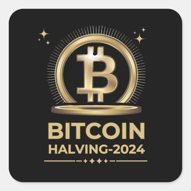 BITCOIN HALVING 2024 digitale Krypto-Währung Quadratischer Aufkleber (Vorderseite)