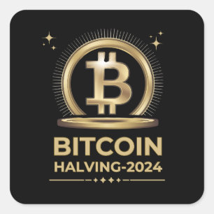 BITCOIN HALVING 2024 digitale Krypto-Währung Quadratischer Aufkleber