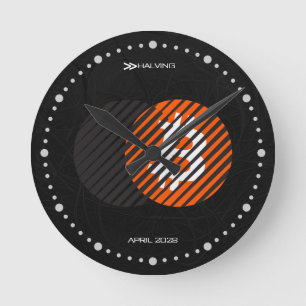 Bitcoin Halving 2028 (Stil: 2 / Klassisches Orange Runde Wanduhr
