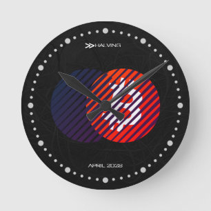Bitcoin Halving 2028 (Stil: 2 / Miami) Runde Wanduhr