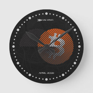 Bitcoin Halving 2028 (Stil: 3 / Klassisches Orange Runde Wanduhr